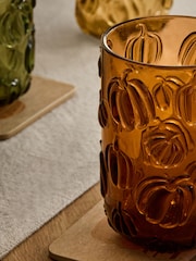 Set of 4 Orange Pumpkin Pressed Tumbler Glasses - Image 3 of 4