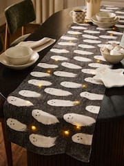 Black/White Halloween Gus the Ghost Light Up Table Runner - Image 1 of 4
