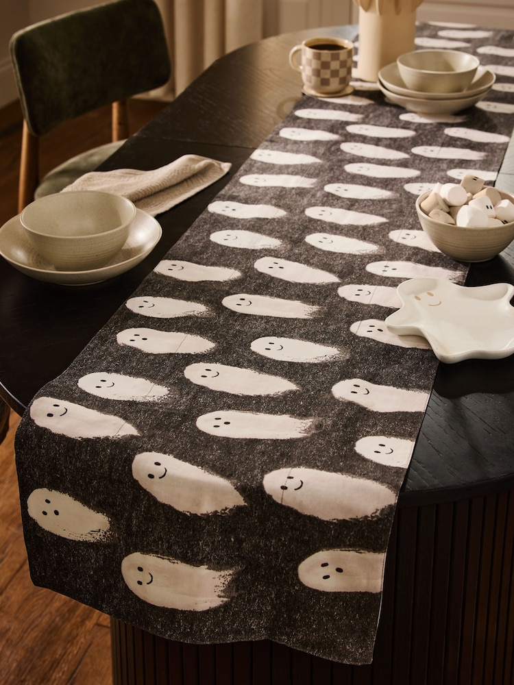 Black/White Halloween Gus the Ghost Light Up Table Runner - Image 2 of 4