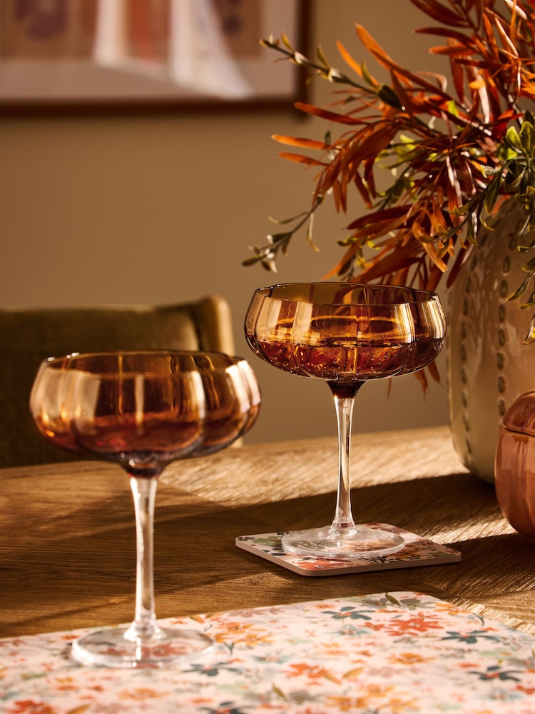 Set of 2 Orange Ottilie Cocktail Glasses - Image 1 of 3