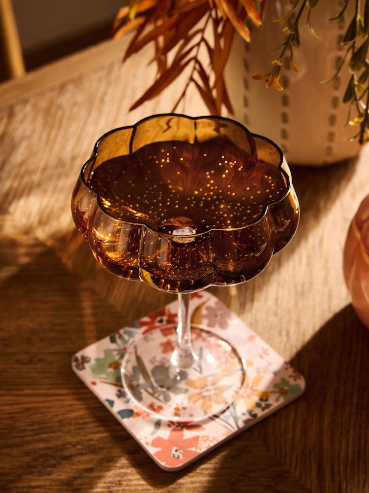 Set of 2 Orange Ottilie Cocktail Glasses - Image 2 of 3