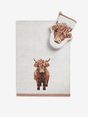 3 Piece Natural Hamish the Highland Cow Tea Towel and Mitt Bundle - Image 4 of 4