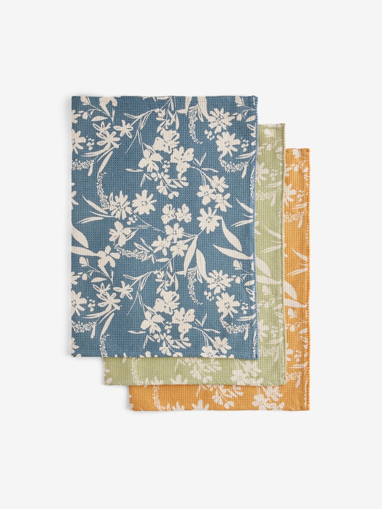 Set of 3 Aubrie Floral Print Waffle Tea Towels - Imagem 1 de 1