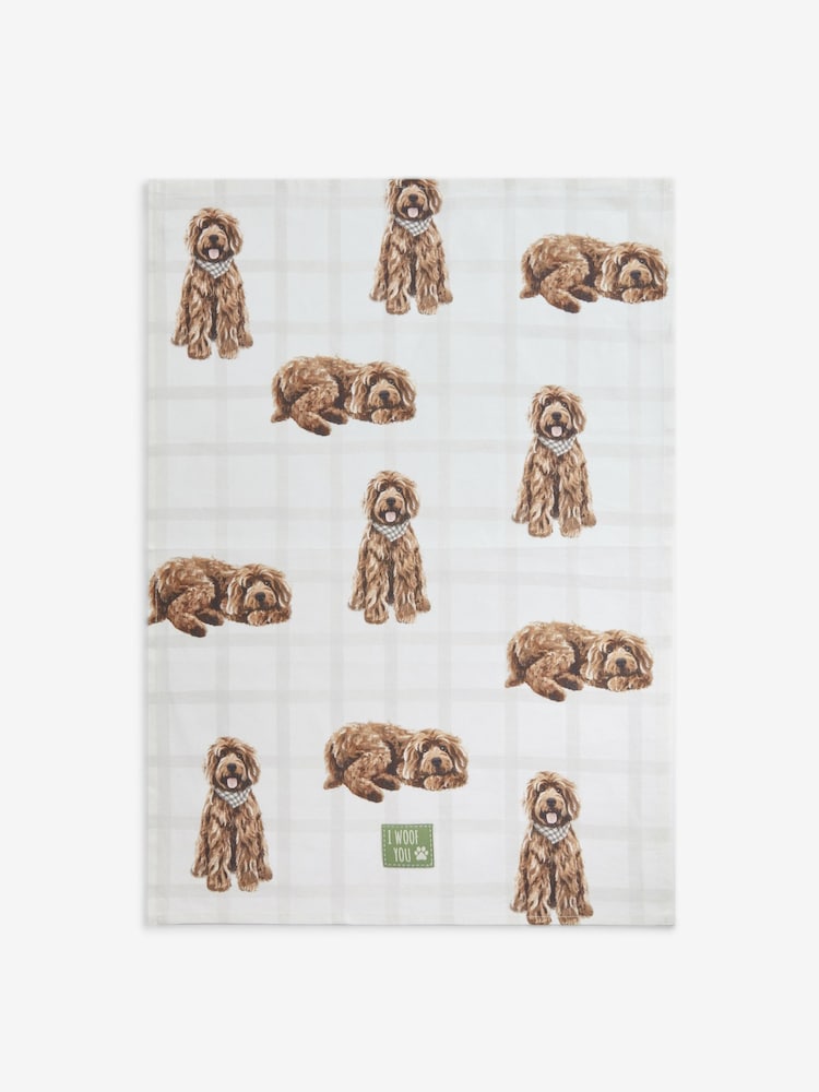 Set of 3 Natural Louie the Labradoodle Tea Towels - Image 4 of 4