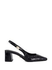 Dune London Black Contact Branded Block Slingback Court Heels - Image 2 of 6