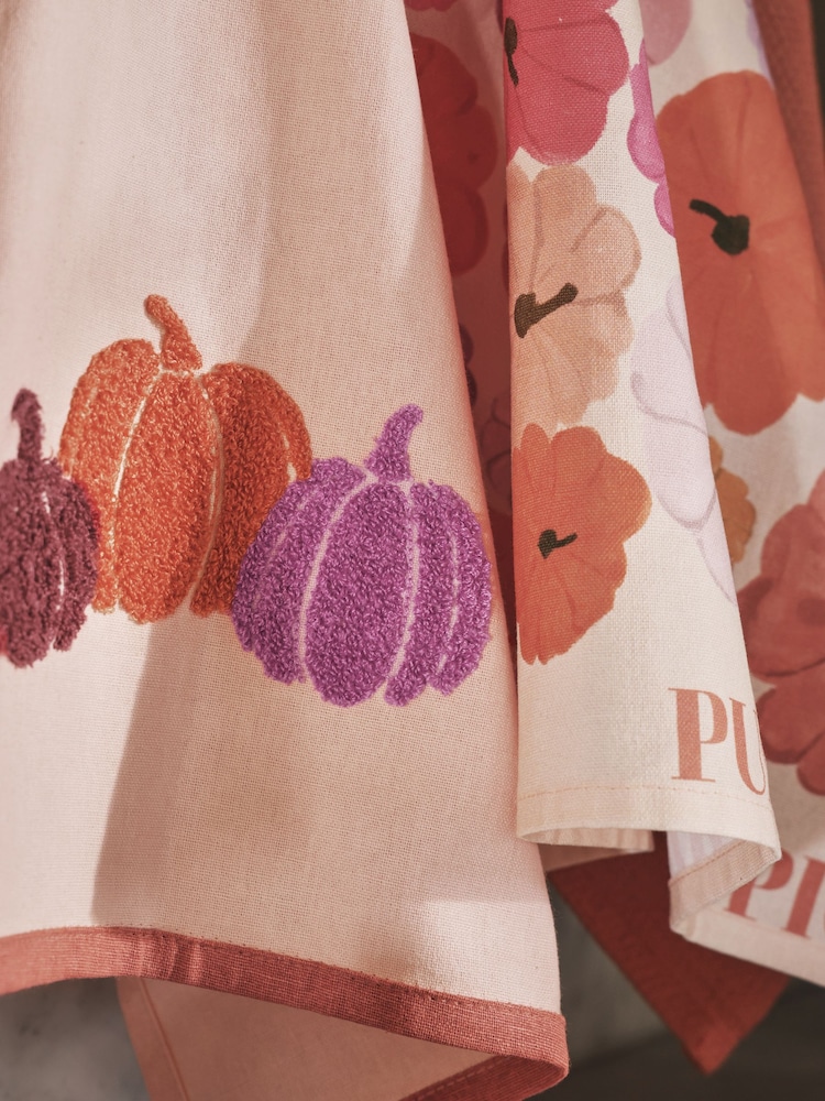 Set of 3 Orange Pumpkin Tea Towels - Image 2 of 4