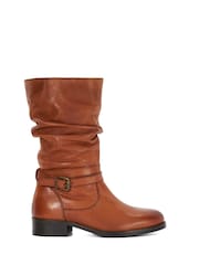 Dune London Brown Tasa Slouch Calf Boots - Image 2 of 6