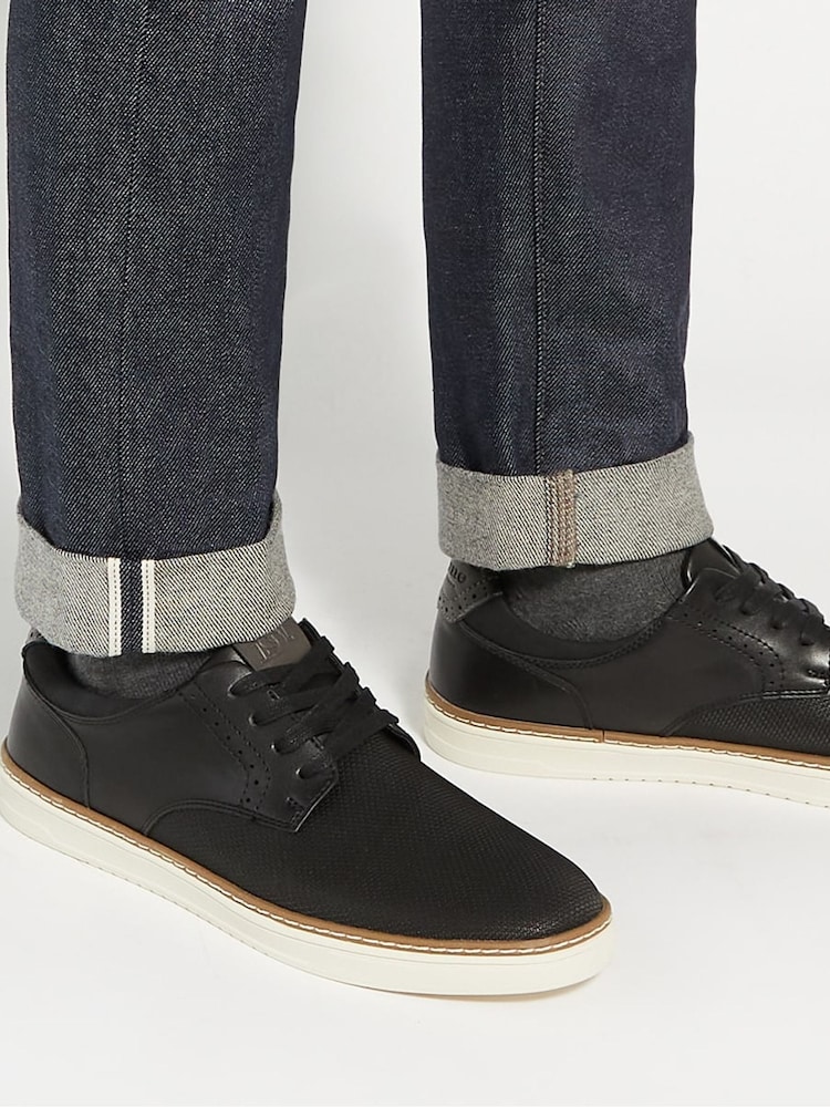 Dune London Black Standard Fit Trustees Brogue Detail Trainers - Image 1 of 5