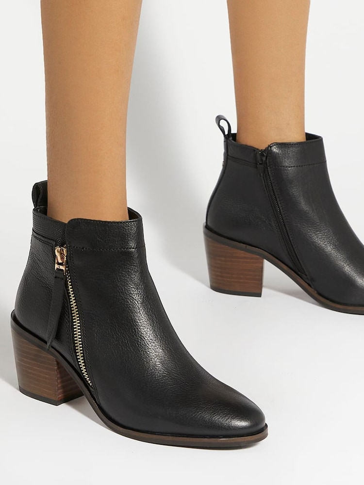 Dune London Black Wide Fit Paicing Side Zip Ankle Boots - Image 1 of 6