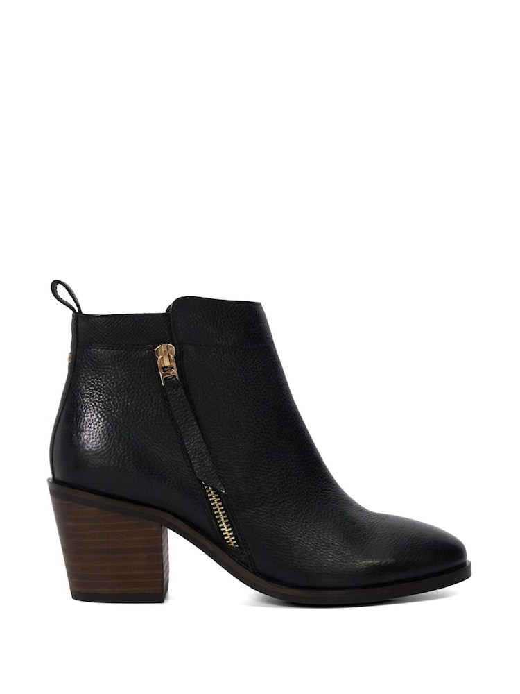 Dune London Black Wide Fit Paicing Side Zip Ankle Boots - Image 2 of 6