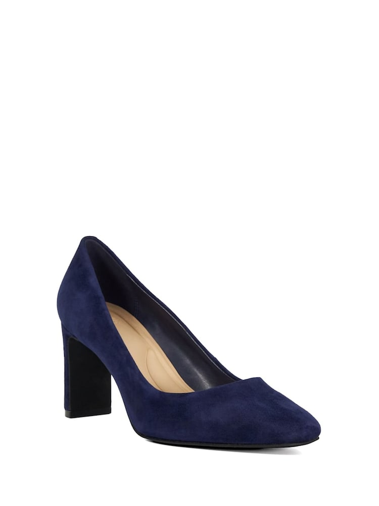 Dune London Blue Arriving Comfort Mid Block Heel Shoes - Image 3 of 6