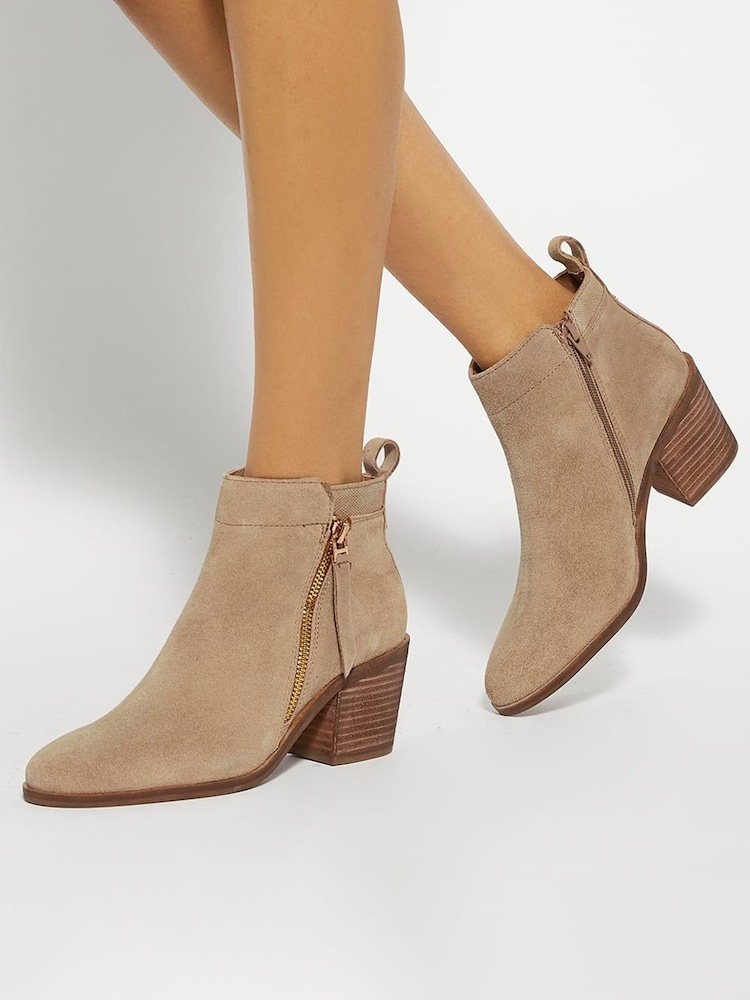 Dune London Brown Wide Fit Paicing Side Zip Ankle Boots - Image 1 of 6