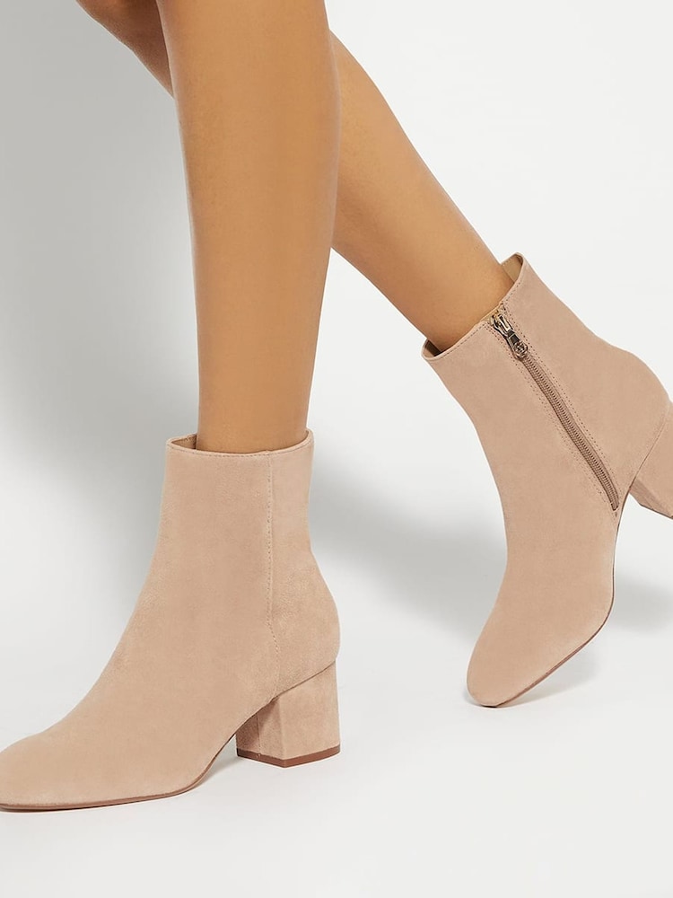 Dune London Brown Ottack 2 Low Block Heel Boots - Image 1 of 6