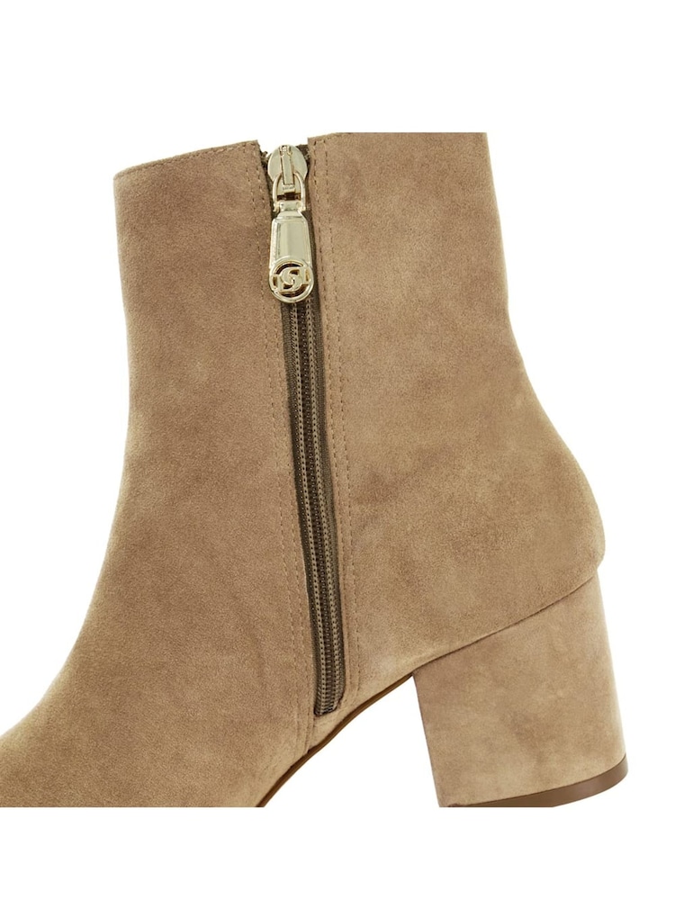 Dune London Brown Ottack 2 Low Block Heel Boots - Image 6 of 6