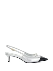 Silver - Dune London Capsule Branded Kitten Slingback Shoes - Image 2 of 6