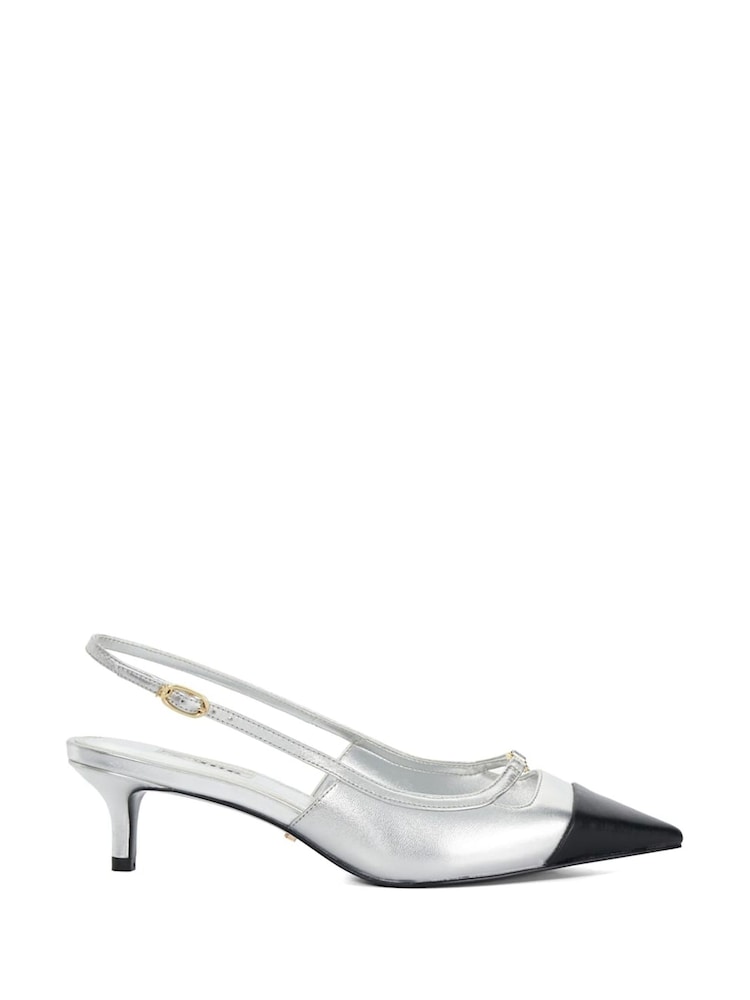 Silver - Dune London Capsule Branded Kitten Slingback Shoes - Image 2 of 6