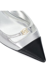 Silver - Dune London Capsule Branded Kitten Slingback Shoes - Image 6 of 6