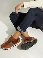 Dune London Brown Wide Fit Treck Stripe Webbing Runner Trainers - Image 1 of 6