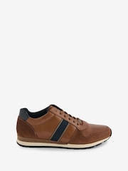Dune London Brown Wide Fit Treck Stripe Webbing Runner Trainers - Image 2 of 6