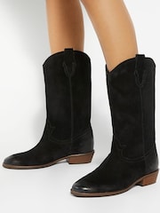 črna - Dune London Prickles Round Toe Flat Western gležnjarji - Slika 1 iz 6