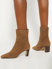 Dune London Brown Obriele Angled Heel Pull On Boots - Image 1 of 6