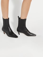Dune London Black Odele Angle Midi Heel Ankle Boots - Image 1 of 6
