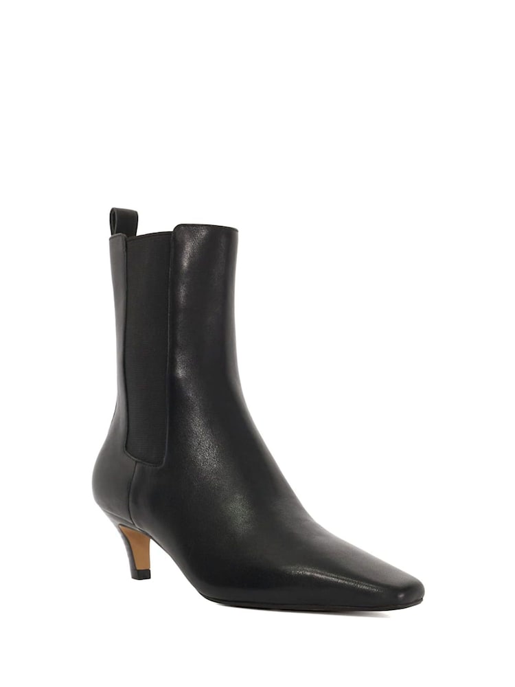 Dune London Black Odele Angle Midi Heel Ankle Boots - Image 3 of 6