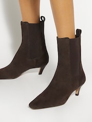 Dune London Brown Chrome Odele Angle Midi Heel Ankle Boots - Image 1 of 6