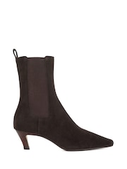 Dune London Brown Chrome Odele Angle Midi Heel Ankle Boots - Image 2 of 6
