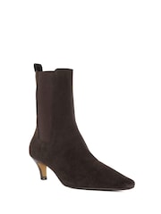 Dune London Brown Chrome Odele Angle Midi Heel Ankle Boots - Image 3 of 6