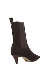 Dune London Brown Chrome Odele Angle Midi Heel Ankle Boots - Image 4 of 6