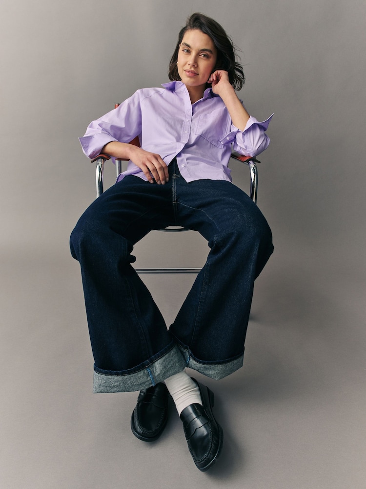 Violet lilas - Girlfriend Oversized Long Sleeve Shirt - Image 2 of 7