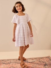 White Frill Detail Summer Dress (3-16yrs) - Image 2 of 3