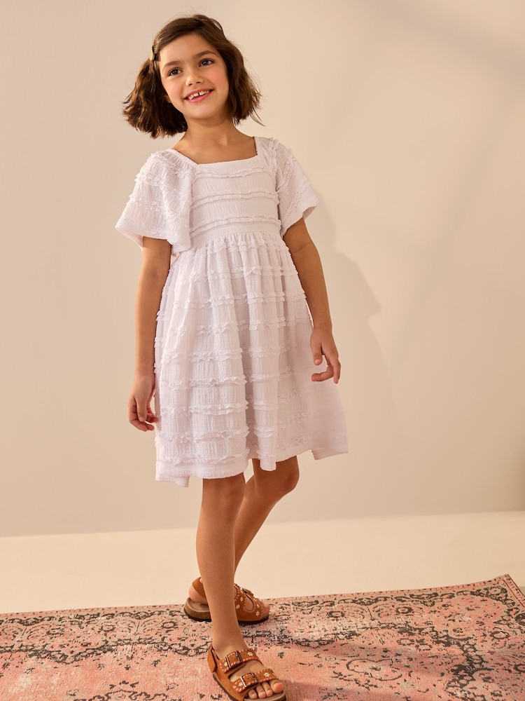 White Frill Detail Summer Dress (3-16yrs) - Image 2 of 3