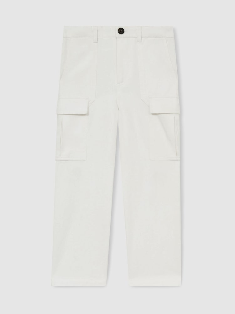 Reiss Stone Todd 3-9 yrs 100% Cotton Straight Leg Cargo Trousers - Image 2 of 4