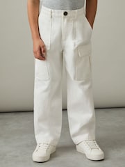 Reiss Stone Todd 3-9 yrs 100% Cotton Straight Leg Cargo Trousers - Image 3 of 4