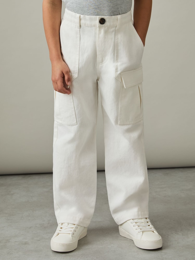 Reiss Stone Todd 9-13 yrs 100% Cotton Straight Leg Cargo Trousers - Image 1 of 4