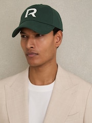 Темно-зеленый - Reiss Chase Logo-Embroidered Varsity Baseball Cap - Image 2 of 5