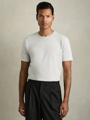 Bleu menthe - T-shirt à col ras du cou en coton Reiss Bless - Image 3 of 7