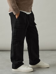 Reiss Black Todd 3-9 yrs 100% Cotton Straight Leg Cargo Trousers - Image 3 of 4