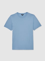 Bleu poussiéreux - T-shirt à col ras du cou en coton Reiss Bless - Image 2 of 6
