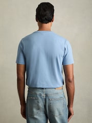Bleu poussiéreux - T-shirt à col ras du cou en coton Reiss Bless - Image 4 of 6