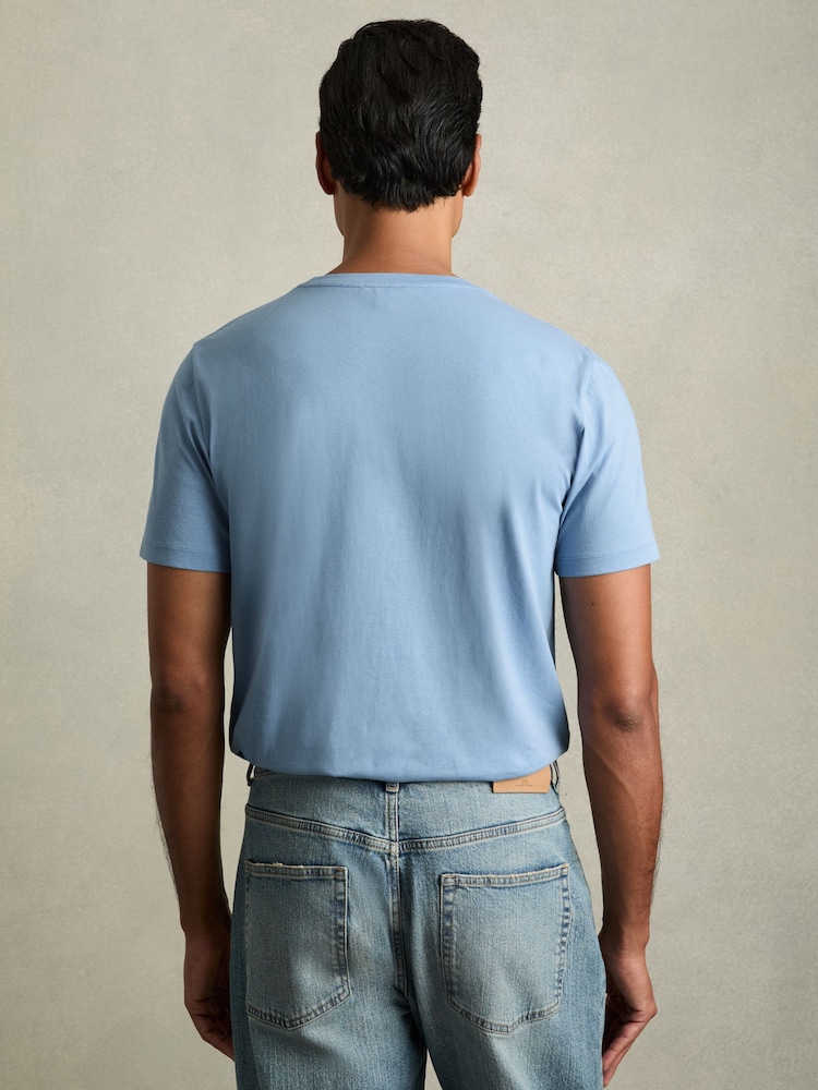 Bleu poussiéreux - T-shirt à col ras du cou en coton Reiss Bless - Image 4 of 6