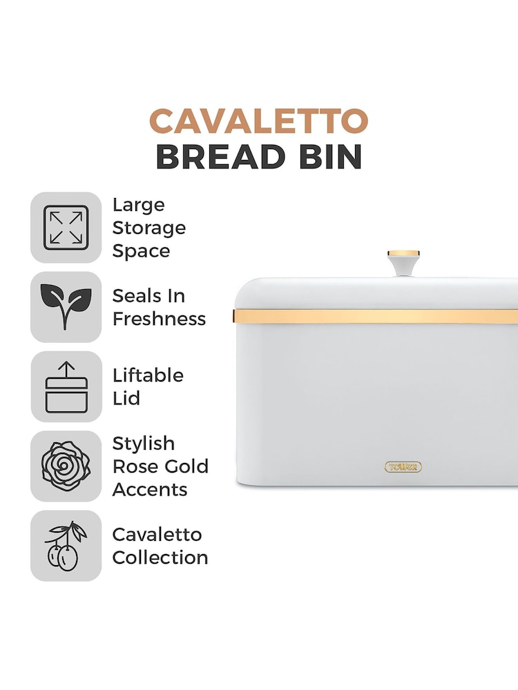 Tower White Cavaletto Bread Bin - Image 2 of 7