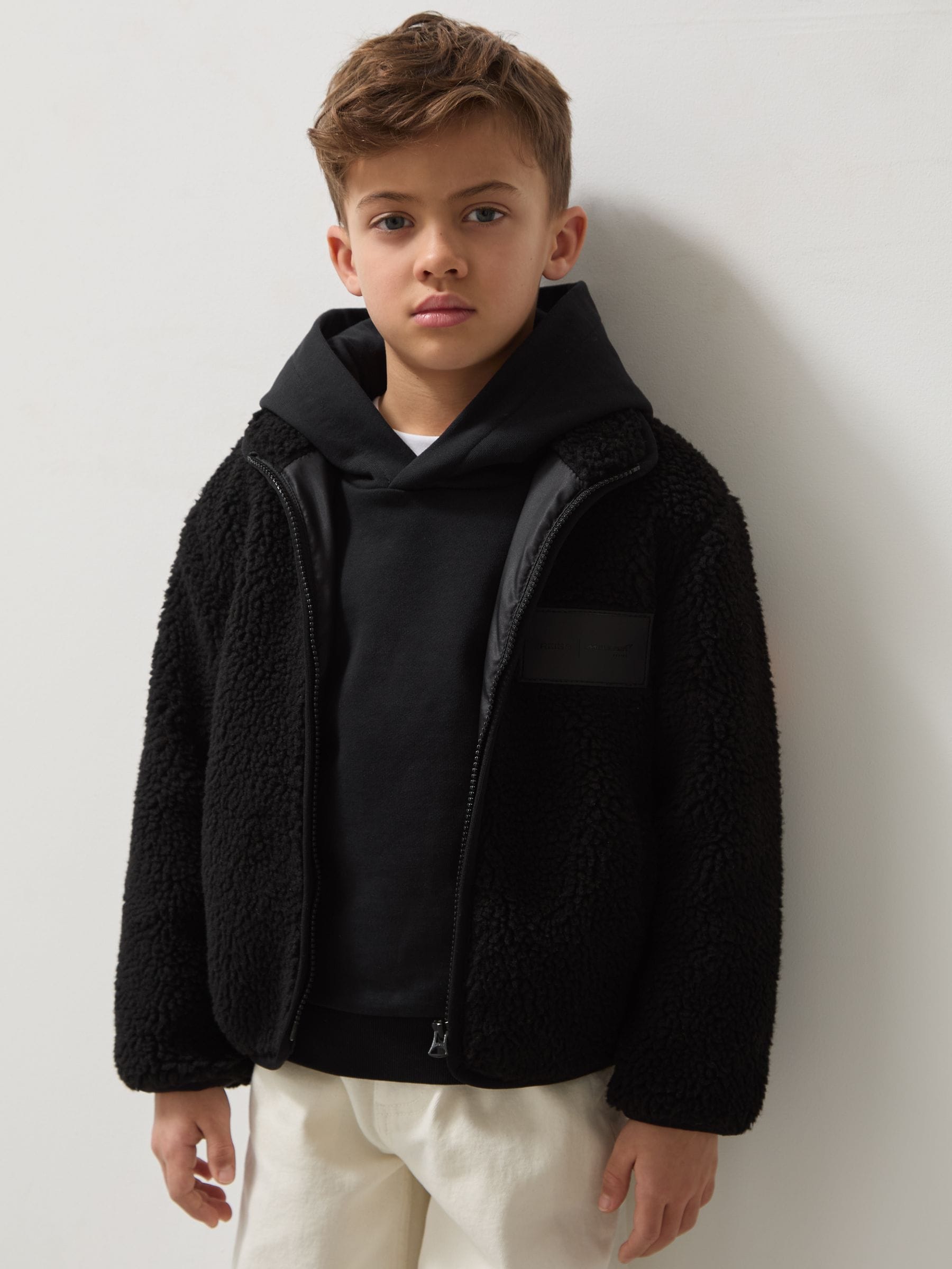 Reiss Mclaren Black Snoop 9-13 Yrs Unisex Fit Mclaren F1 Team Embroidered Fleece Jacket