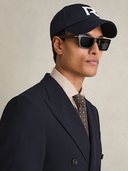 Reiss Navy Chase Logo-Embroidered Varsity Baseball Cap - Image 2 of 5