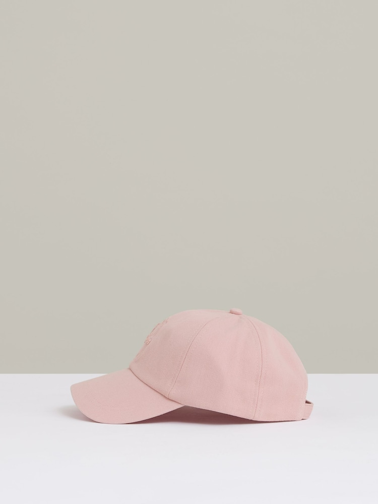 Rose délavé - Casquette de baseball Reiss Elias en coton avec logo brodé - Image 3 of 5