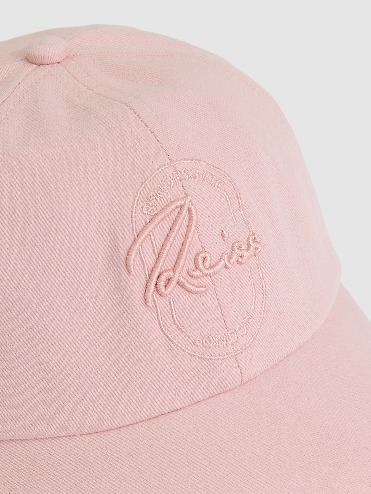 Reiss Washed Pink Elias Cotton Logo-Embroidered Baseball Cap - Image 5 of 5