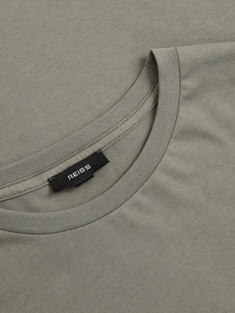 Sauge foncé - T-shirt à col ras du cou en coton Reiss Bless - Image 6 of 6