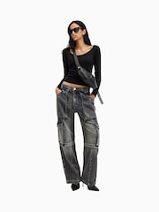 Negro - AllSaints Rina Long Sleeve Scoop Neck T-Shirt - Imagen 2 de 6